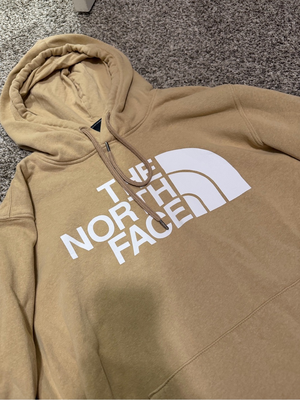 The North Face Tan Pullover Hoodie with White Logo